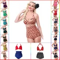 2016 Womens Retro High Waist Push Up Bikini Set Sexy Helter Polka Dot Swimsuit Plus Size