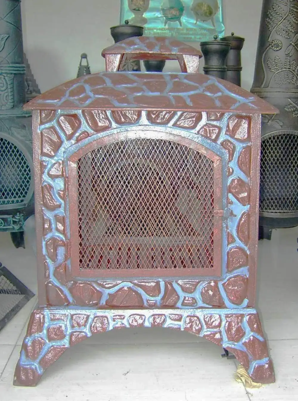 China Large Solid Cast Iron Outdoor Chiminea With Weave Pattern  Manufacturers, Suppliers, Distributor - Factory Direct Price - Gnee Garden