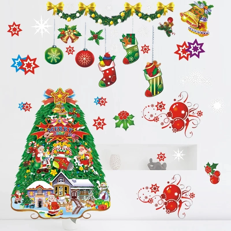 
Прочные декоративные наклейки на окна, высеченные съемные рождественские наклейки на окна из ПВХ 