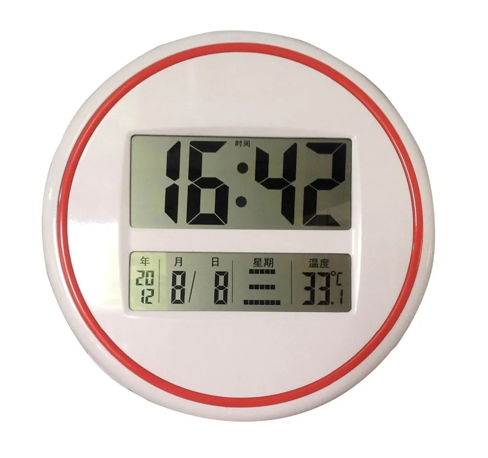 Цифровые круглые большие настенные часы «сделай сам» с ЖК-дисплеем, календарем, термометром, часы для гостиной, домашнего декора