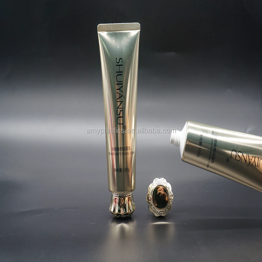 Cosmetic Packaging For Cream 100ml Shiny Laminated Cosmetic Tube Packaging For Facial Cream With Crown Cap