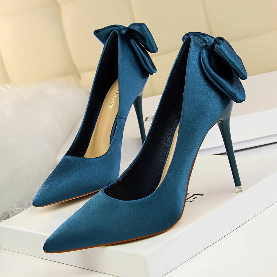 satin high heel shoes