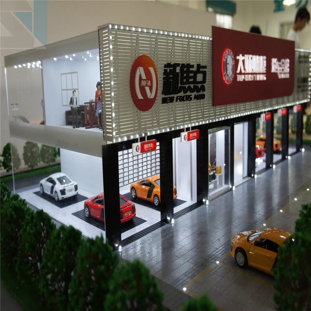 Abs and Acrylic handmade model with building model cars, 3d building models