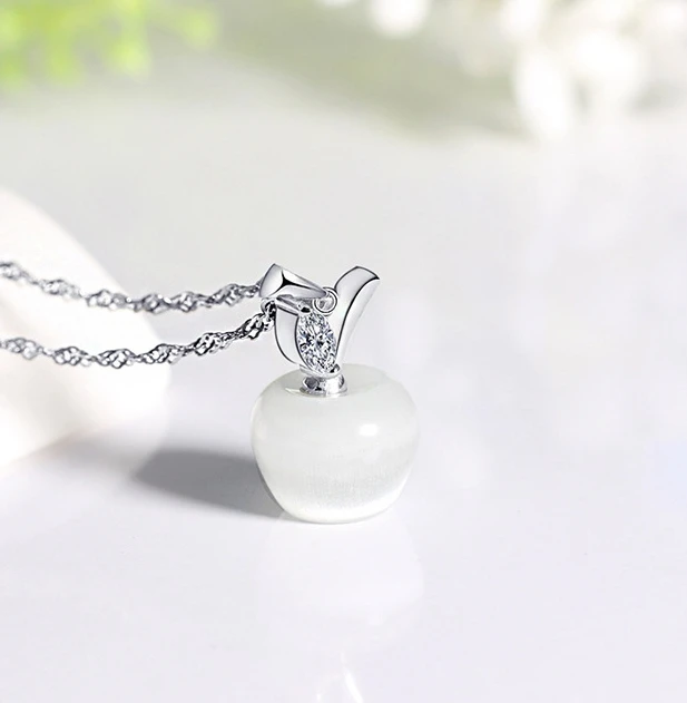 Jewellery Silver Apple Pendant Necklace 925 Sterling Silver