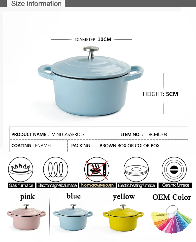 Mcooker 2023 Round Cast Iron Enamel Coating Kitchen Dinner Cooking