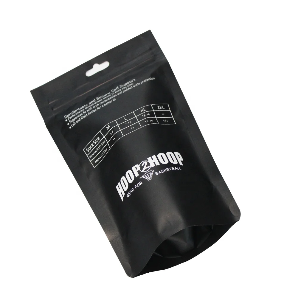 Customized Stand up Pouch Zipper Plastic Package Bag for Socks Packaging/Cloth Packaging/Underwear Packing