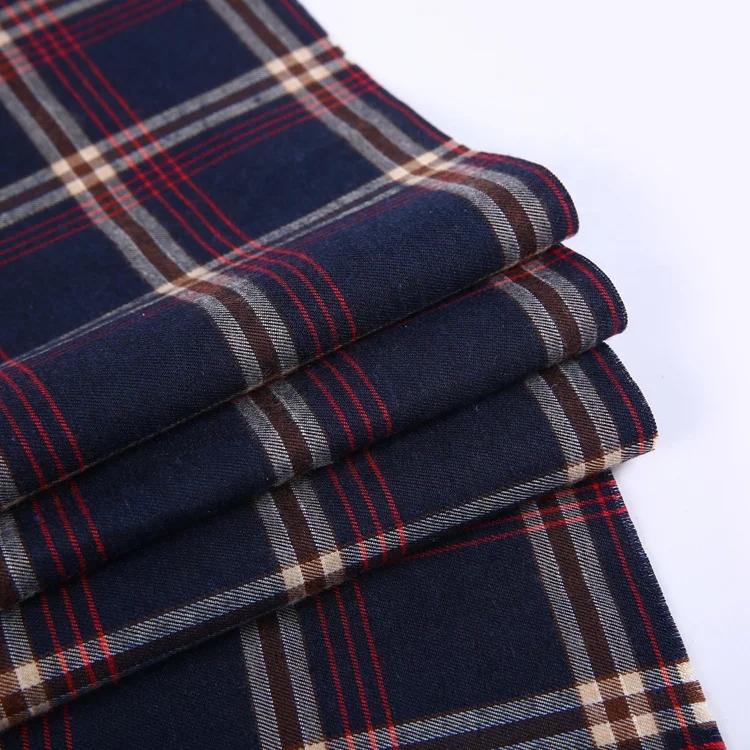 Brushed check plaid shirt designed fabrics shirt fabric thick men shirt fabric