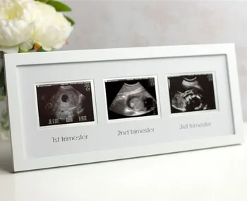 Creative triple photos white wood mdf picture frame for pregnancy celebration