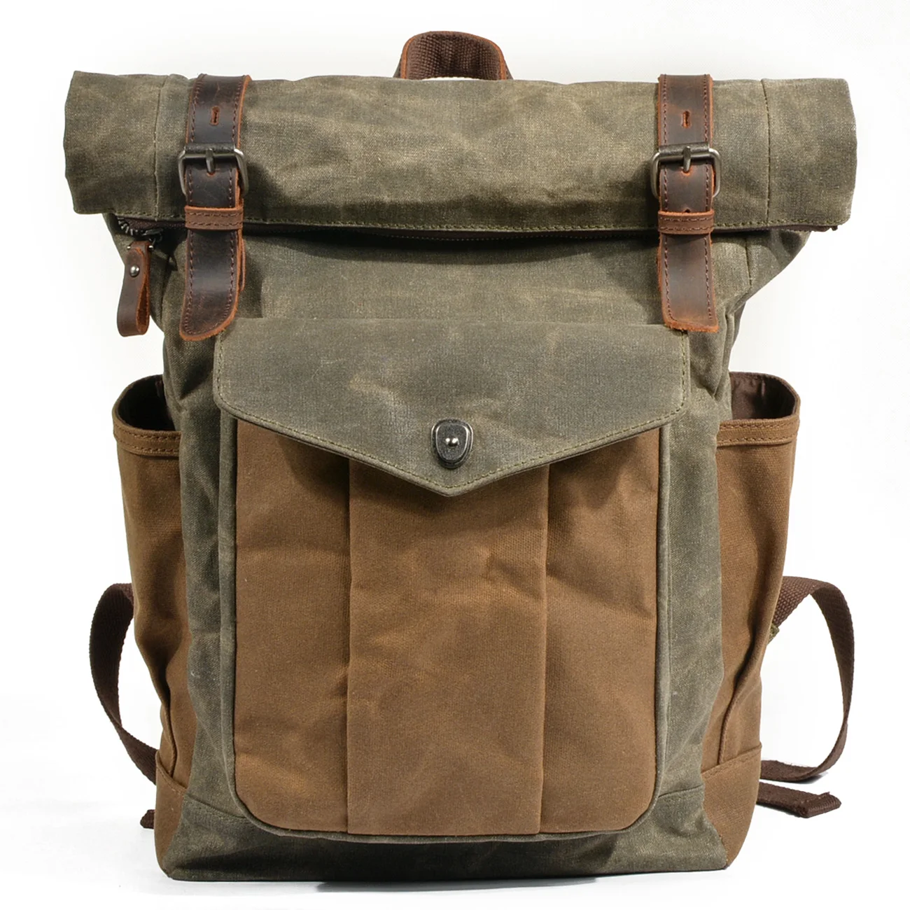 Waterproof Canvas Trekking backpack bag leather Wholesale China Shoulder backpack bags