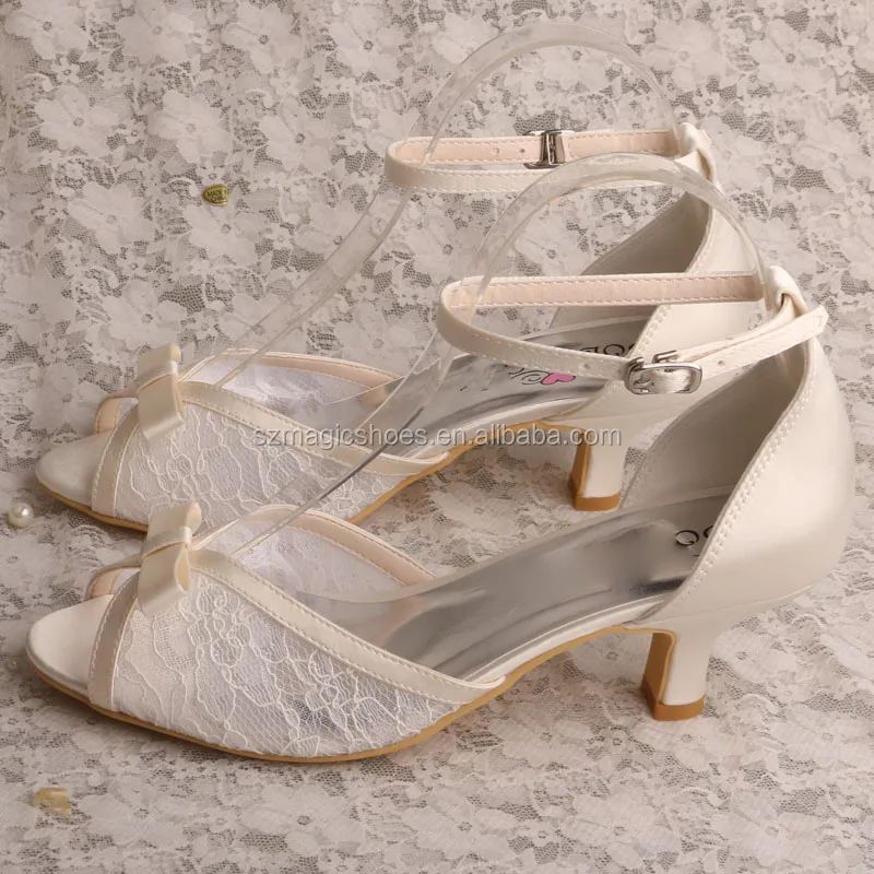 Ankle Strap White Lace Heels Wedding Sandals Trendy Stylish