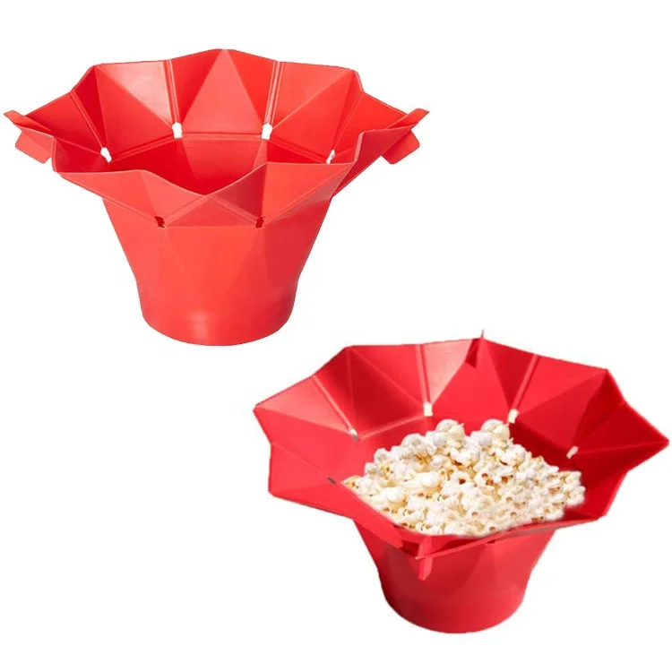 Popcorn Popper Silicona Microondas Tazón para hacer palomitas de maíz plegable con asa y tapa 10.2 x 7.9 x 5.7 pulgadas 