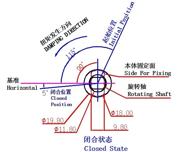 Soft Closing Rotary Damper for Toilet Seat Lid EBO-001