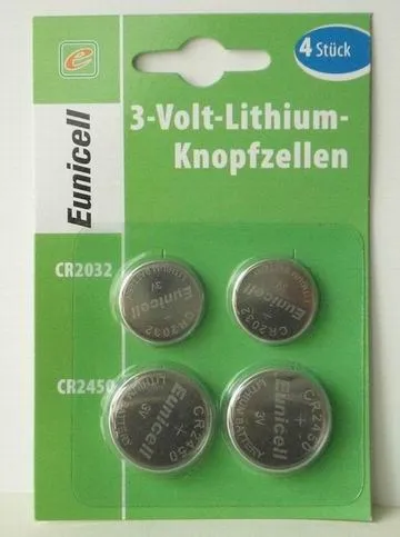 Lithium Button Cell Battery CR2450, 3 V DC, 570 mAh, 1-Blister
