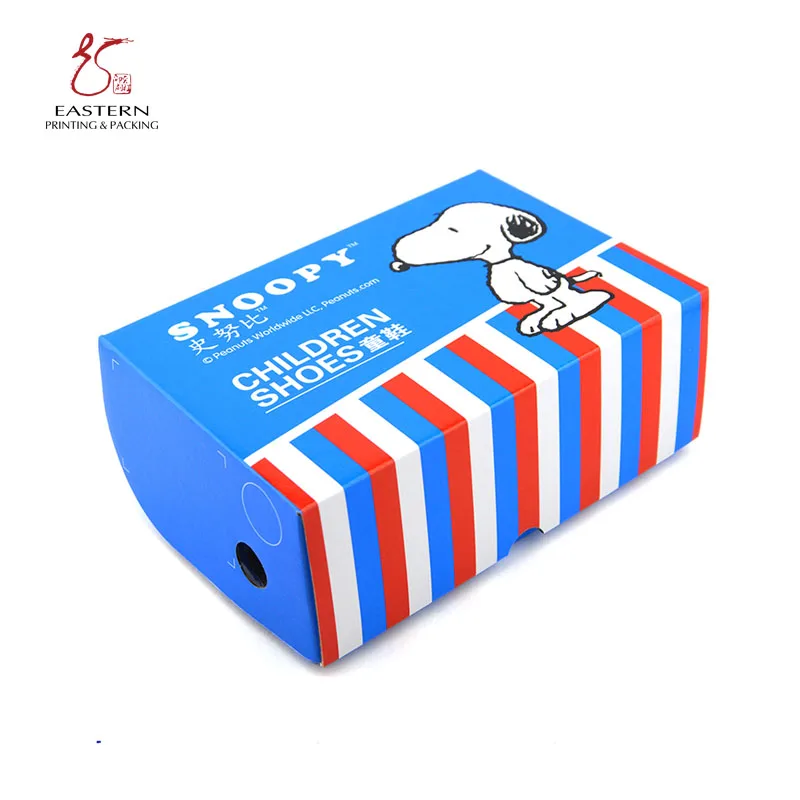 Custom Logo and Printing Design Empty Flat Pack Kids Baby Shoe Box Packaging