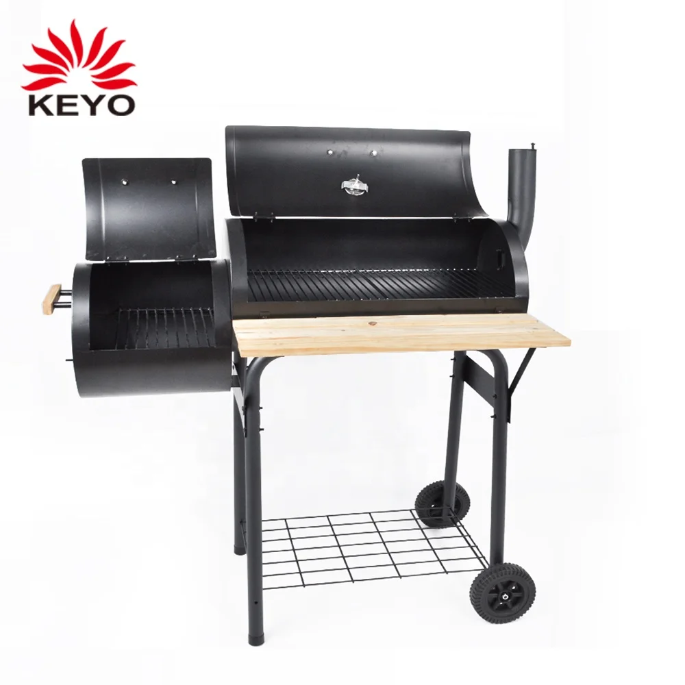Light Duty Charcoal Smokers Trolley Train Offset Outdoor Backyard