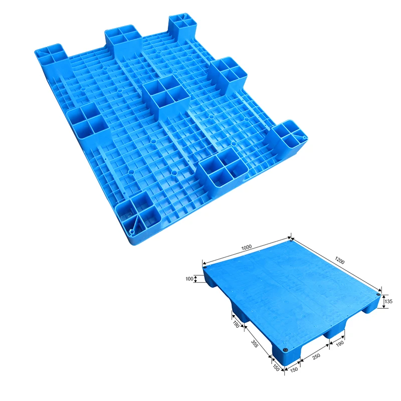 Cheap euro flat top floor stacking blue hdpe plastic pallet