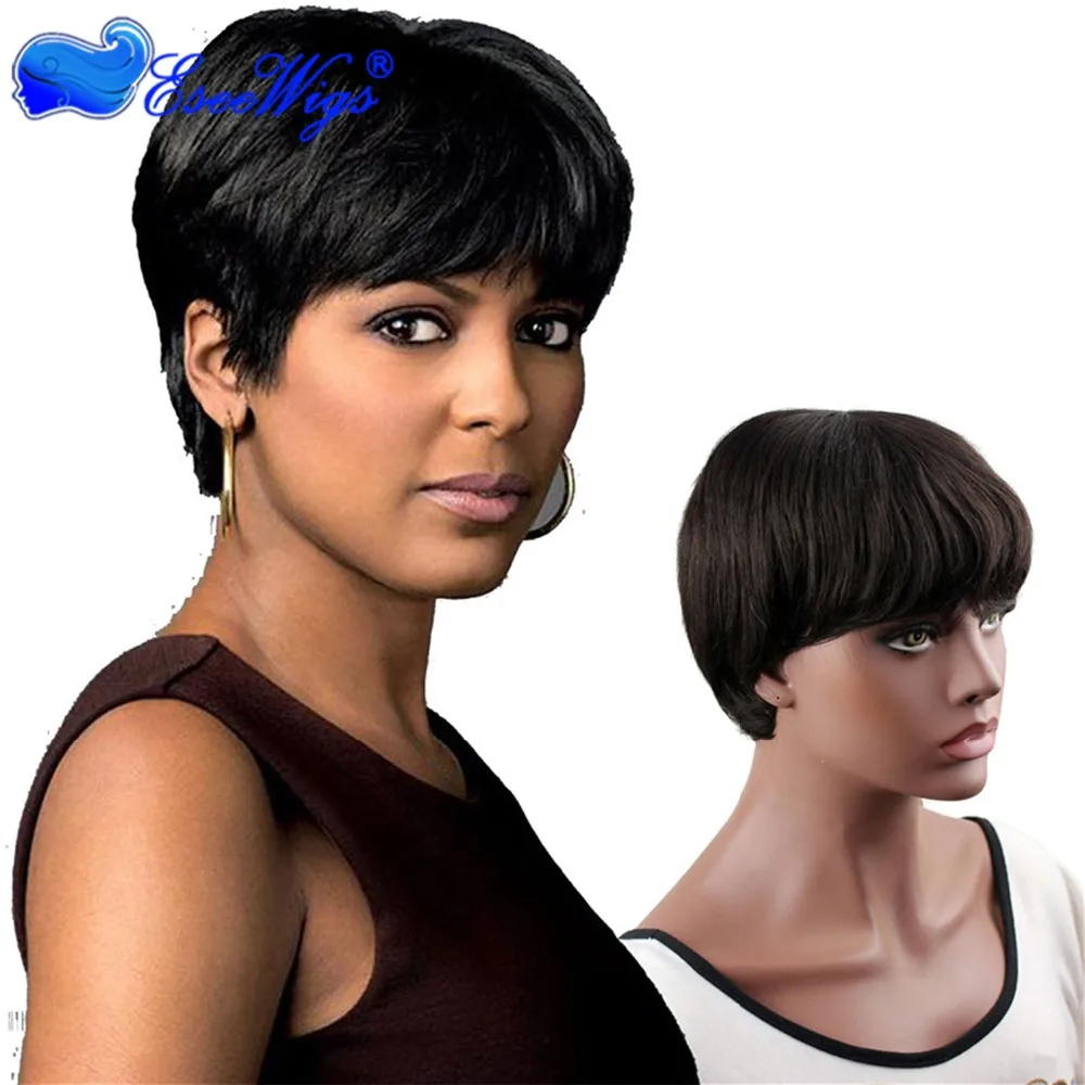 Free Shipping Short Human Hair Wig Indian Hair Machine Made Cap Straight Short  Hair Wigs - Buy Machine Made Wig,Short Hair Wig,Short Hair Machine Made Wig  Product on 