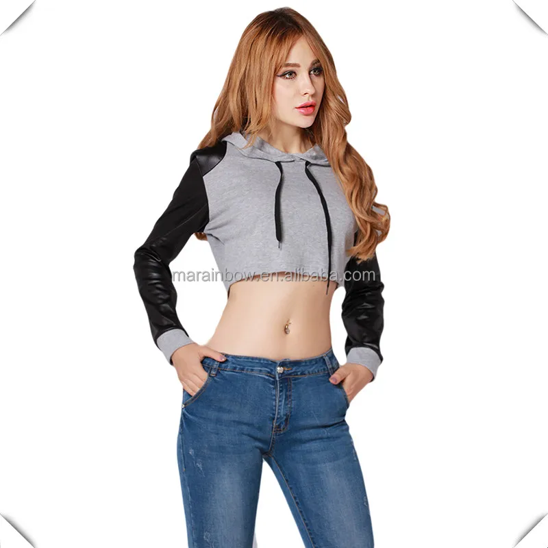 plain black long sleeve crop top