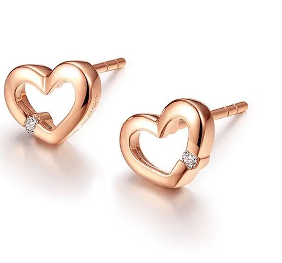 Gypsy Setting Beautiful Heart Shape Designs 14k Rose Gold Stud Earrings For Girls Buy Gold Earrings Designs For Girls 14k Gold Earrings Rose Gold Earrings Product On Alibaba Com