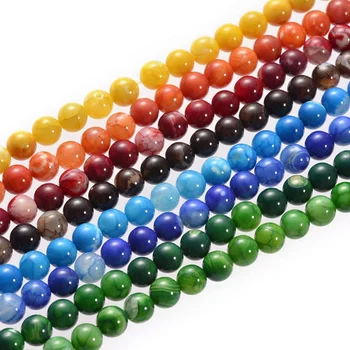 Colorful Round Semi-Precious Bead 8mm Fire Agate Stone Jewelry Gemstone Beads For DIY Making