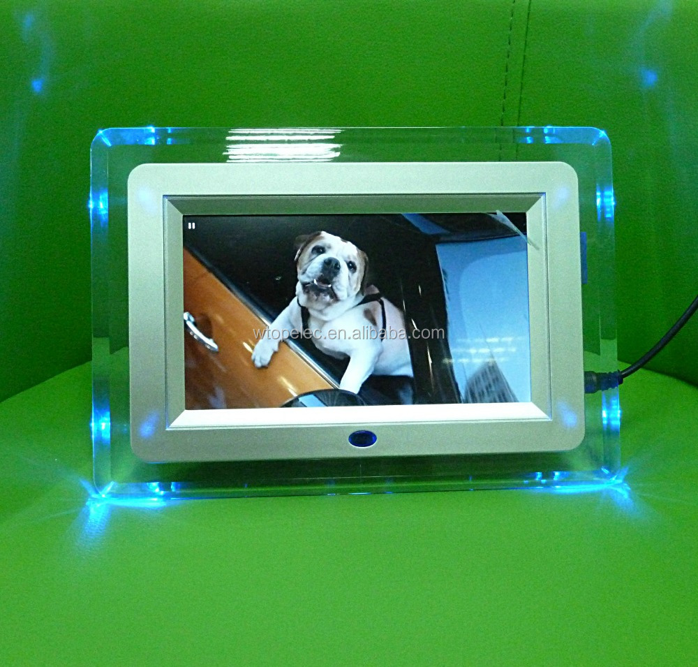 Акриловая цифровая фоторамка размером 7 дюймов с 4 синими светодиодами и поддержкой воспроизведения видео 1080p