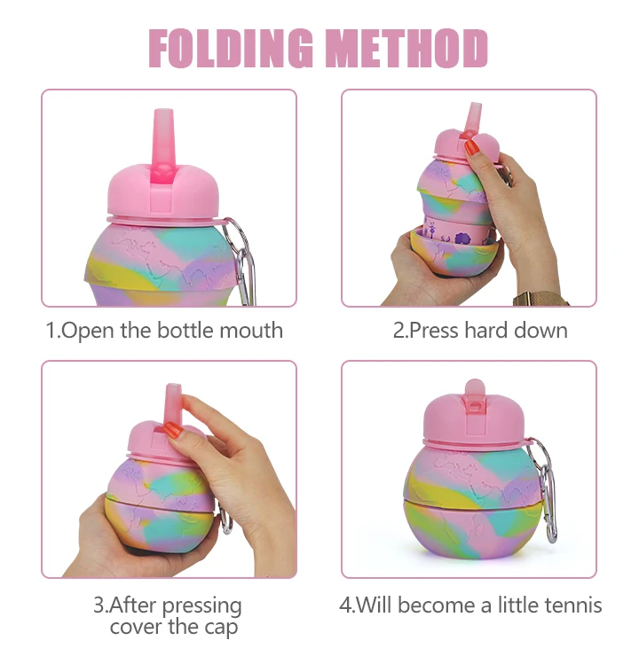 Customized Color Logo Silicone Water Bottle Reusable Foldable Travel ...