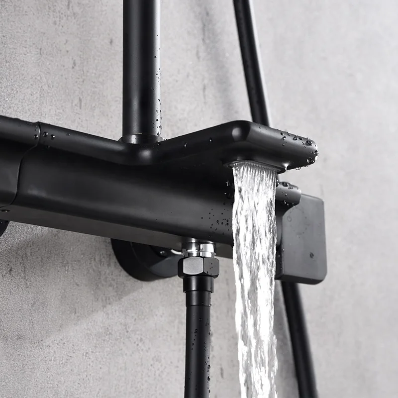 Himark Bathroom Rain Shower Column System Exposed Smart Black