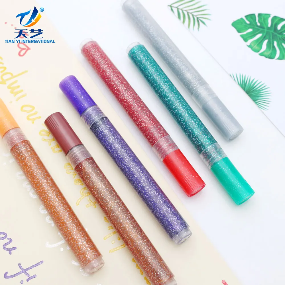 DIY Glitter Acrylic Paint Marker Pen Sparkling Color Metallic Ink Marker  for Art Craft Photo Album Card Making Drawing Painting