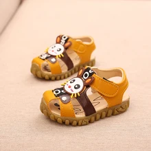 New Summer Adorable Cartoon Children Sandals New Cute Baby Vocal Shoes Boys Girls Cow Muscle Soled