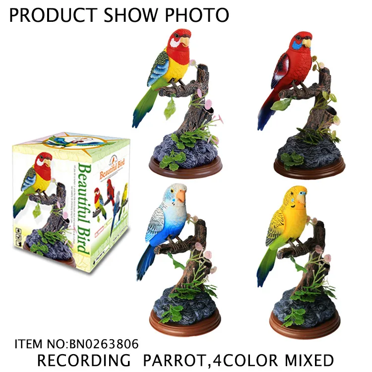 Battery Operated Sounds Record Bird Beautiful Parrot Toy