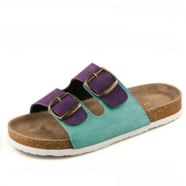 Женские сандалии на плоской подошве, сделано в Китае, замшевая верхняя часть с пробковой подошвой