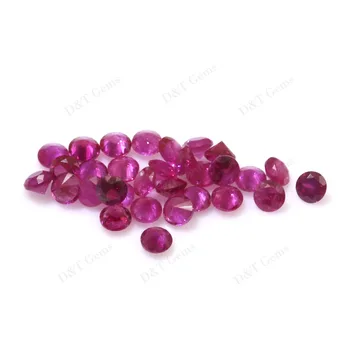 Wholesale Machine Cut Natural Small Size Vietnam RUBY Loose Stones Round Brilliant Cut Red Good Quality Ruby 1.76-1.77