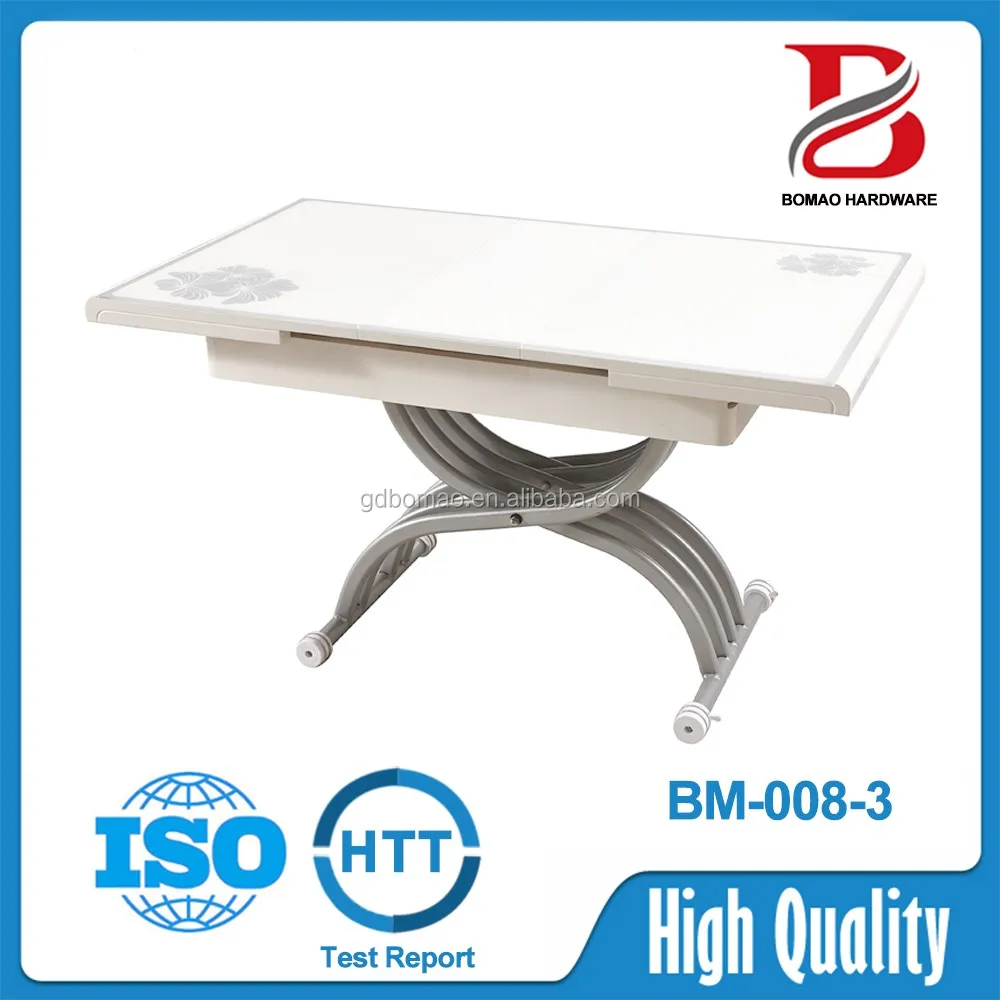 Modern Design Manual Height Adjustable Glass Coffee & Dining Table Bm