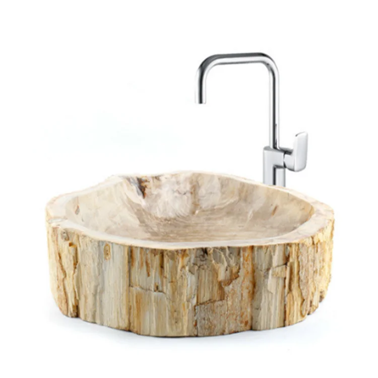 Natural Yellow Wood fossil Wash Basin Sink