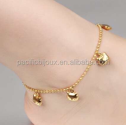 Детский браслет на ногу с изображением медведя ювелирных изделий из золота 24 карата