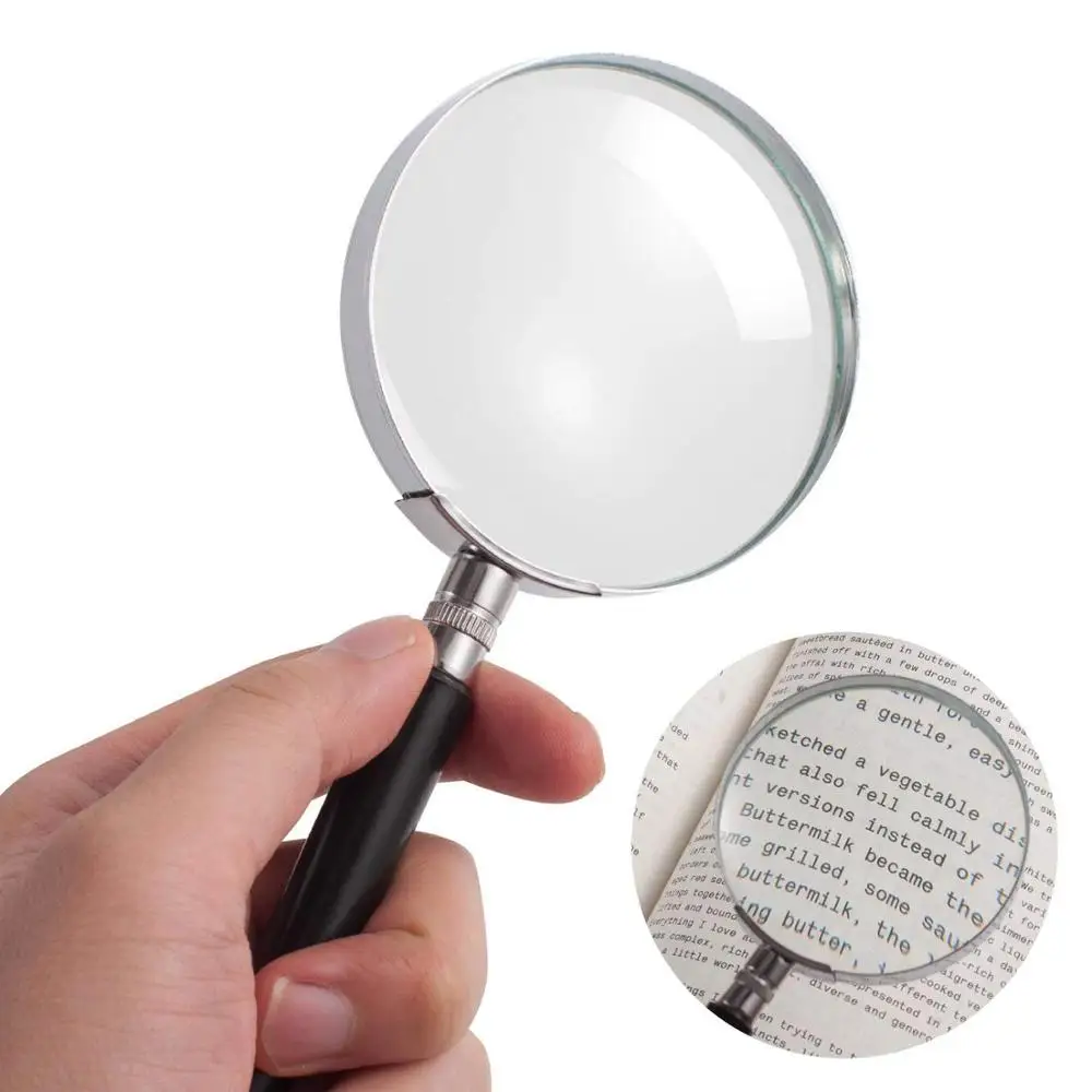 inspections Shatterproof Design Coins Insects 4 Pack 10X Handheld Magnifying Glass Mahogany Handle Magnifying Glass Used for Reading Books maps，Non-Scratch Quality Glass Lens Rocks 