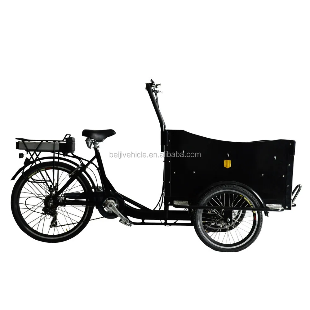 Electric Pedal Assisted Cargo Tricycle with Two Wheel in Front