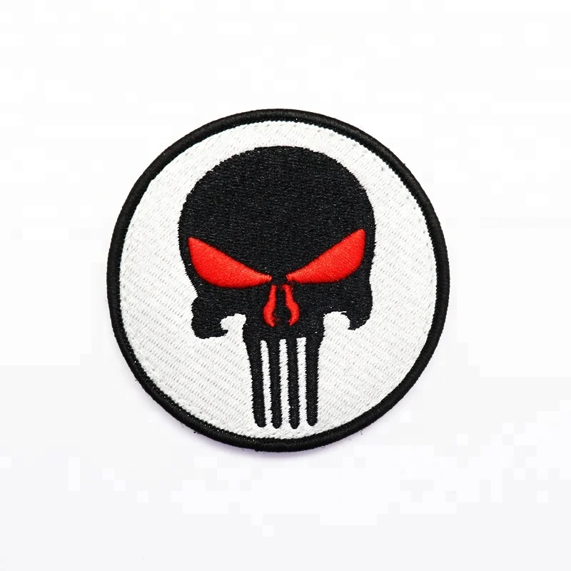 Glow in the dark hook and loop logo patch embroidery Skull badge