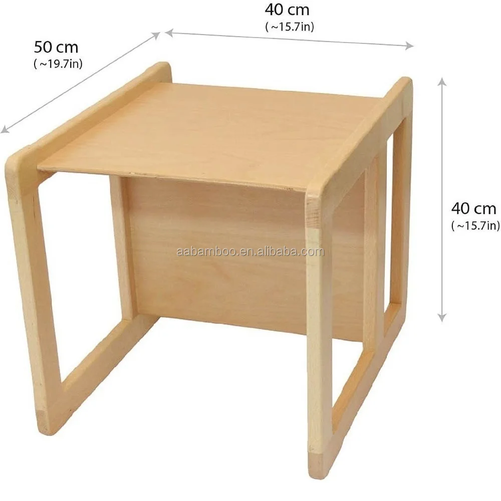 3 in 1 Children Multifunctional Bamboo Wood Kids Table and Chair Set