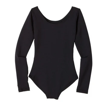 New arrival breathable crew neck ballet leotard long sleeves quick-drying black leotard for child