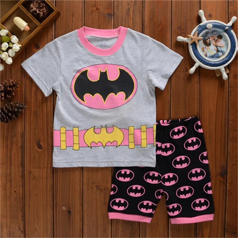 promotion Summer minnie Baby Boys Girls Clothing Sets 2Pcs Cartoon Batman Superman Spiderman t shirt
