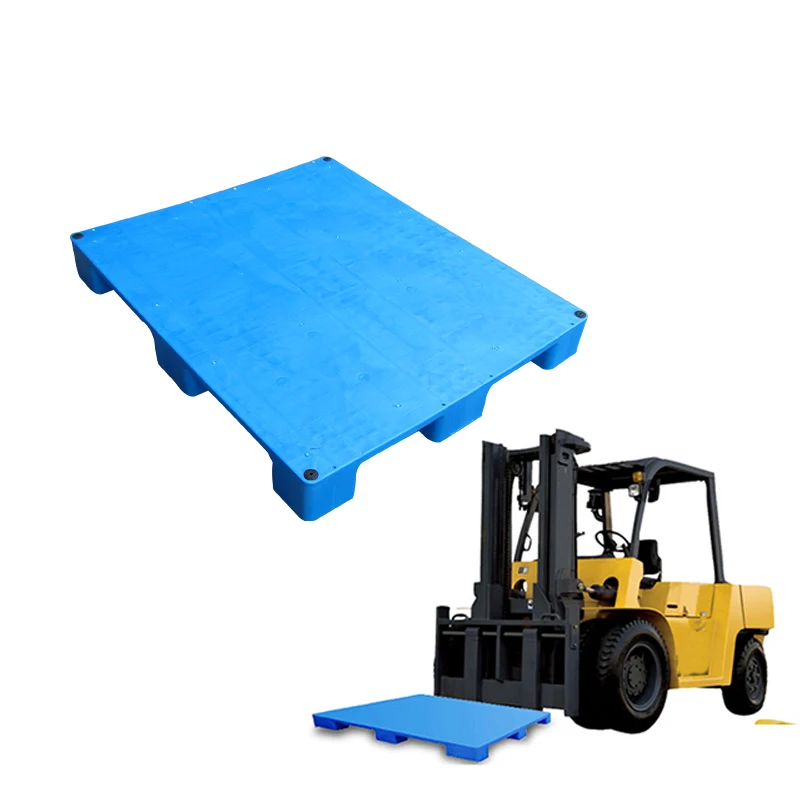 Cheap euro flat top floor stacking blue hdpe plastic pallet