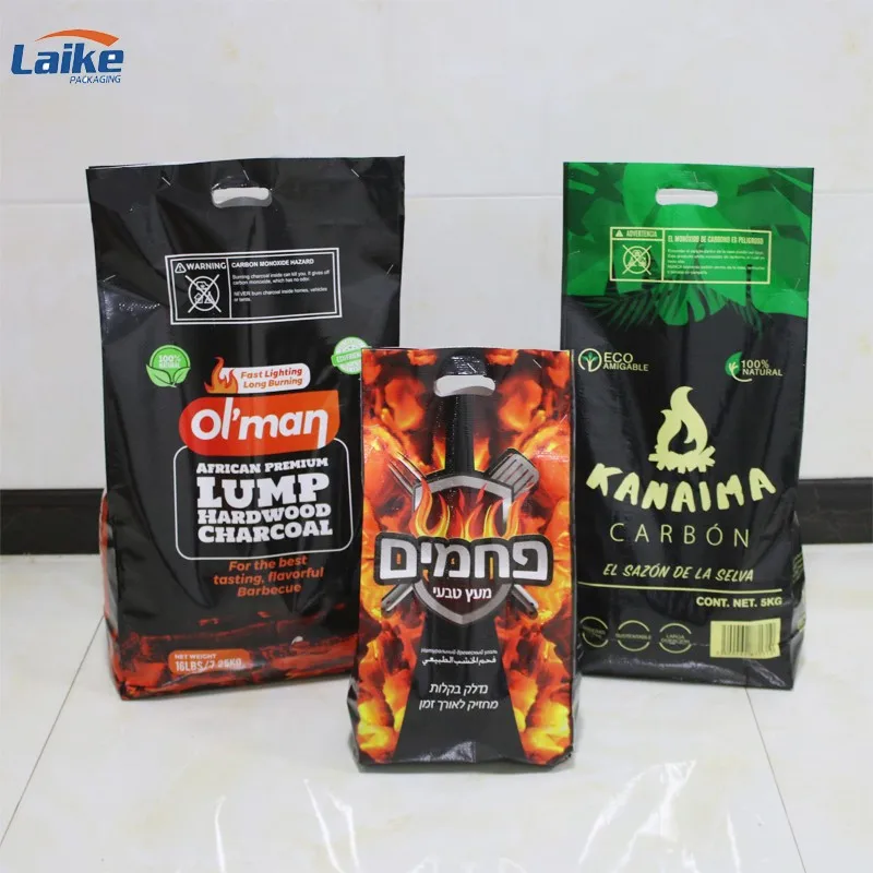 Custom Printed 4kg 5kg 7kg Bopp Laminated pp Woven Bbq Lump Charcoal Briquettes Packing Bag Polypropylene Woven Charcoal Bag