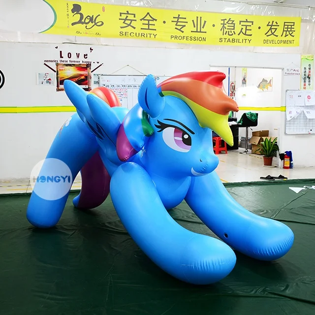 Factory Design Carnival Parade Rainbow Adult Inflatable Bouncing Horse