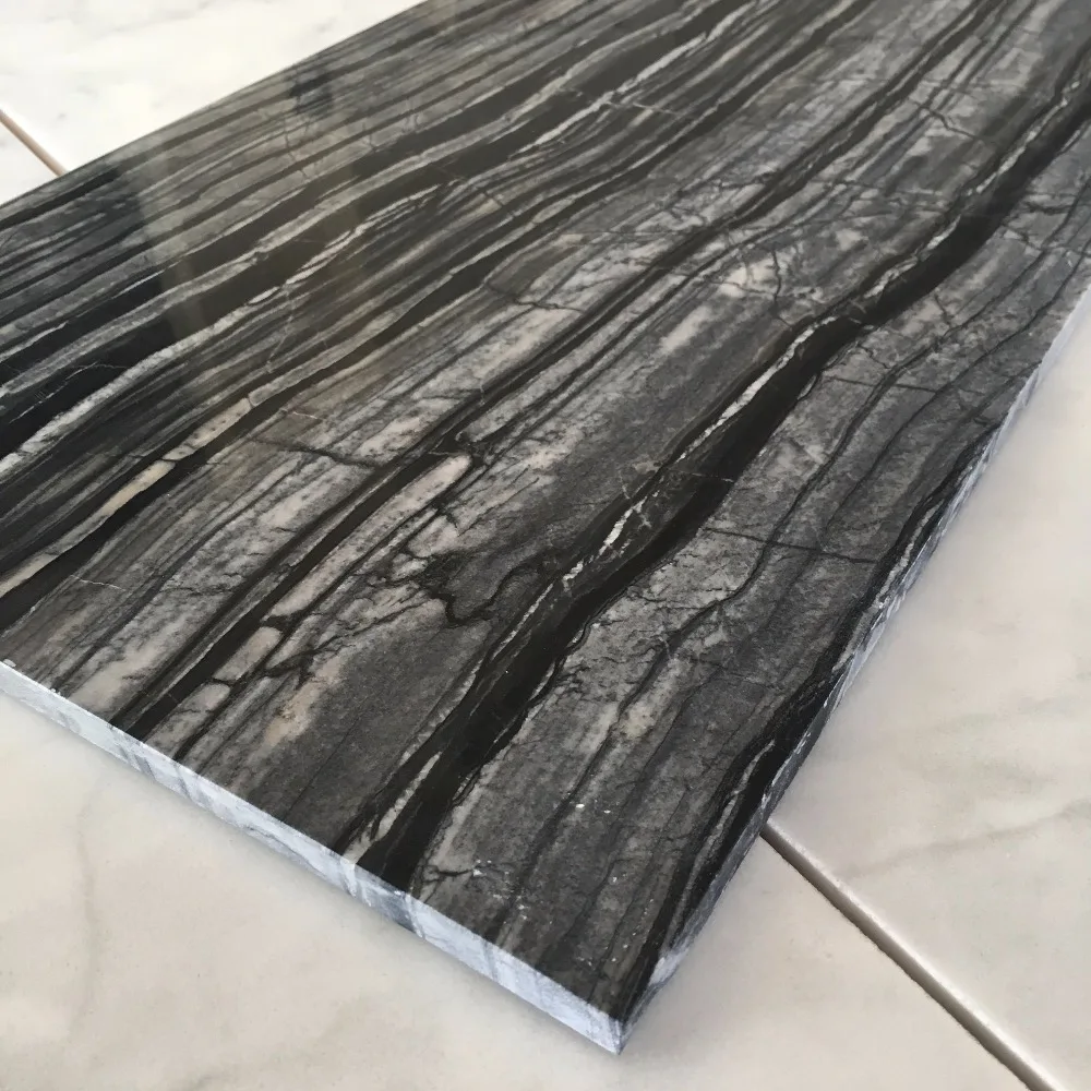 natural stone marble polished black wooden marble tiles hot sale black forest marble dining table