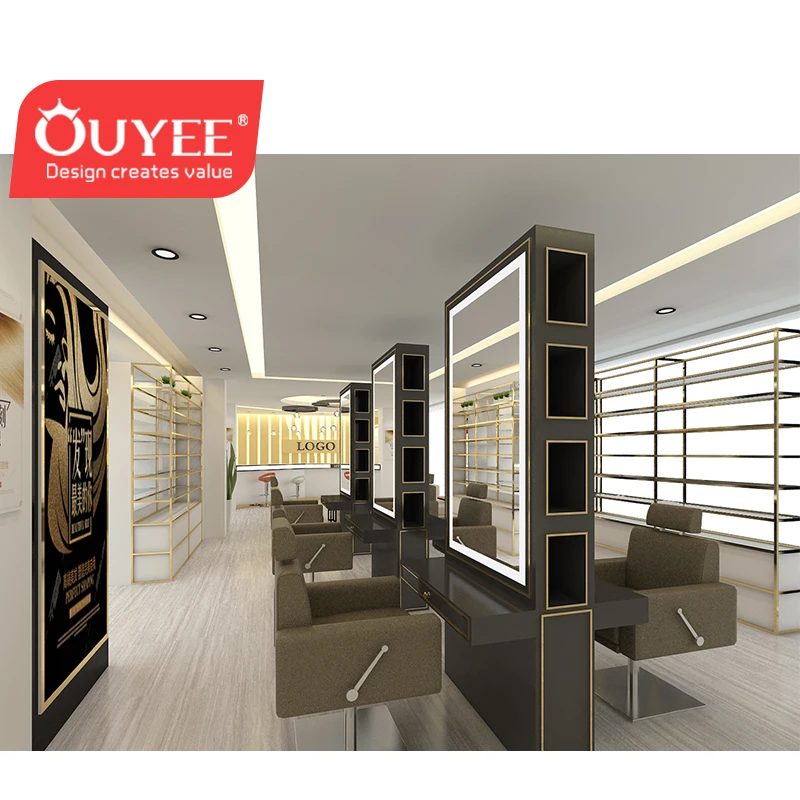 Modern Reception Desk with Display Hair Salon Furniture Design Beauty Salon Display Cabinets