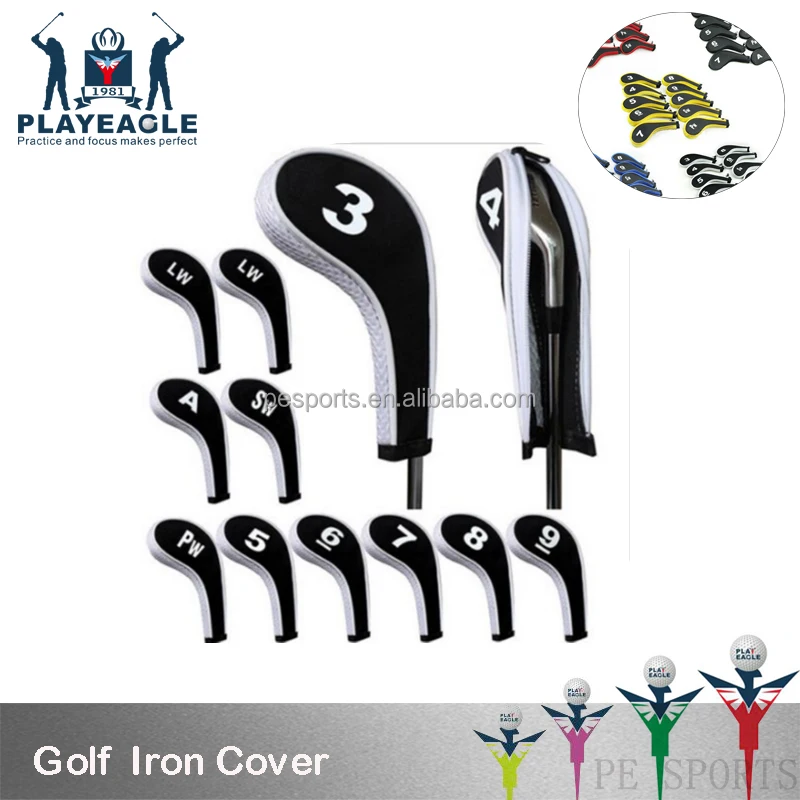 
Индивидуально изготовленные чехлы на молнии для клюшек для гольфа 10 шт./компл. Неопреновые Чехлы для гольфа 