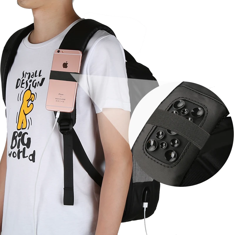 Kingson Brand Gray Black Unisex Softback Laptop Backpack USB Charging Zipper Closure Polyester Lining Anti Theft Waterproof