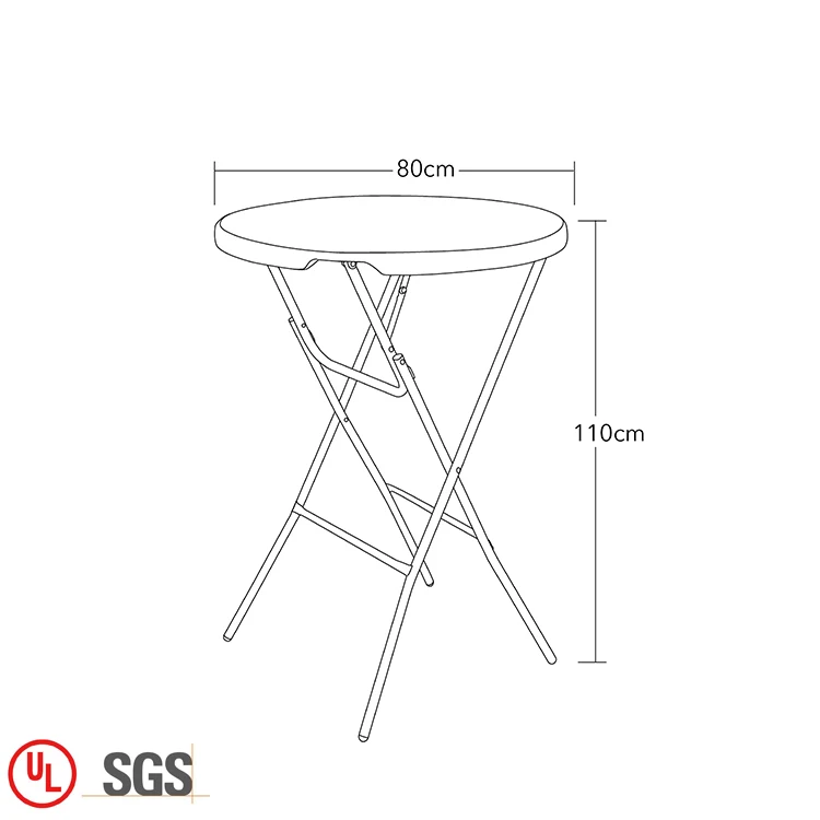Plastic/Round Folding High Top Bar Table Commercial Outdoor Folding Cocktail Table