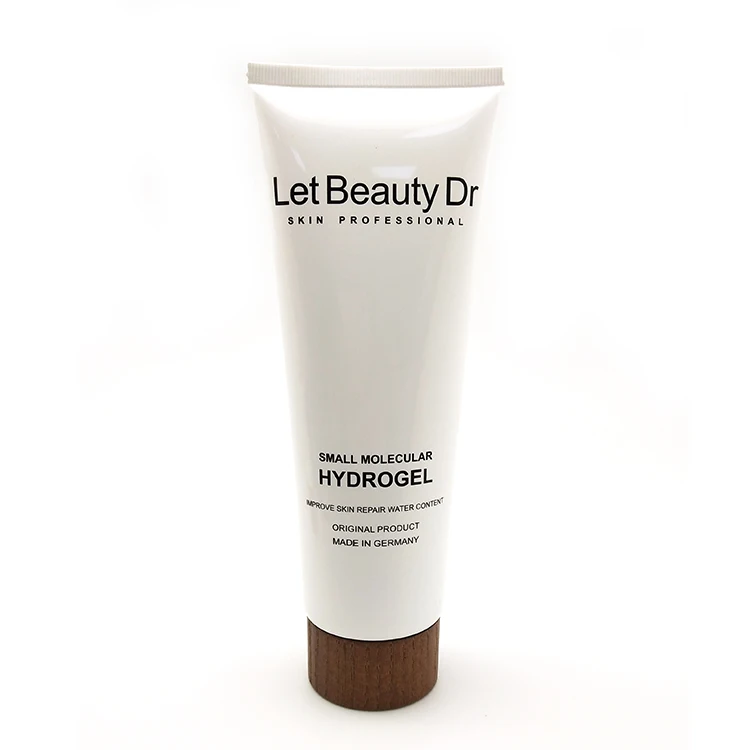 Plastic white cosmetic cream PE packaging tube with wood cap 200ml